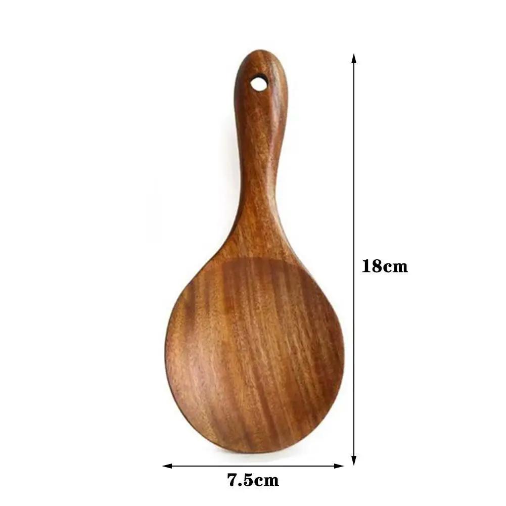 Solid Wood Rice Spoon Creative Non-stick Pan Wooden Spatula Kitchen Cooking Tool Simple Household Light Luxury Retro Rice Spoon