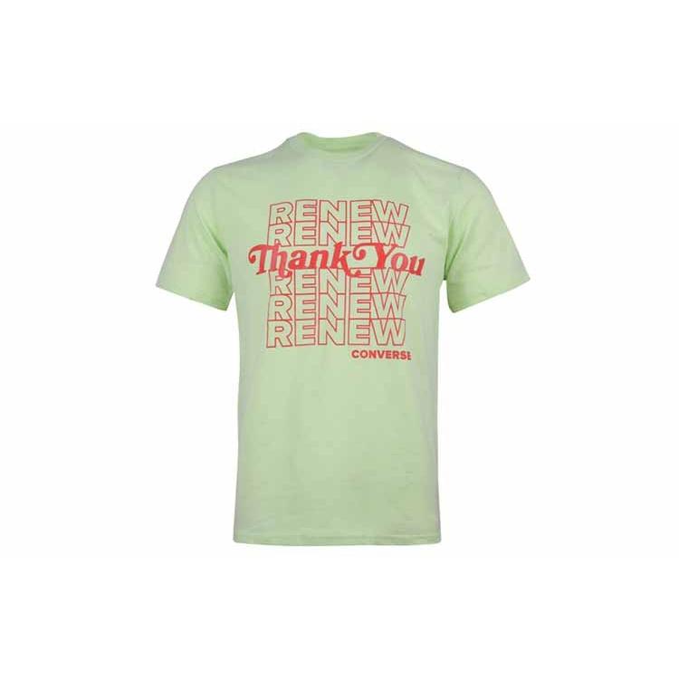 Men s Converse Renew Alphabet Printing Short Sleeve Green 10019649-A01 M