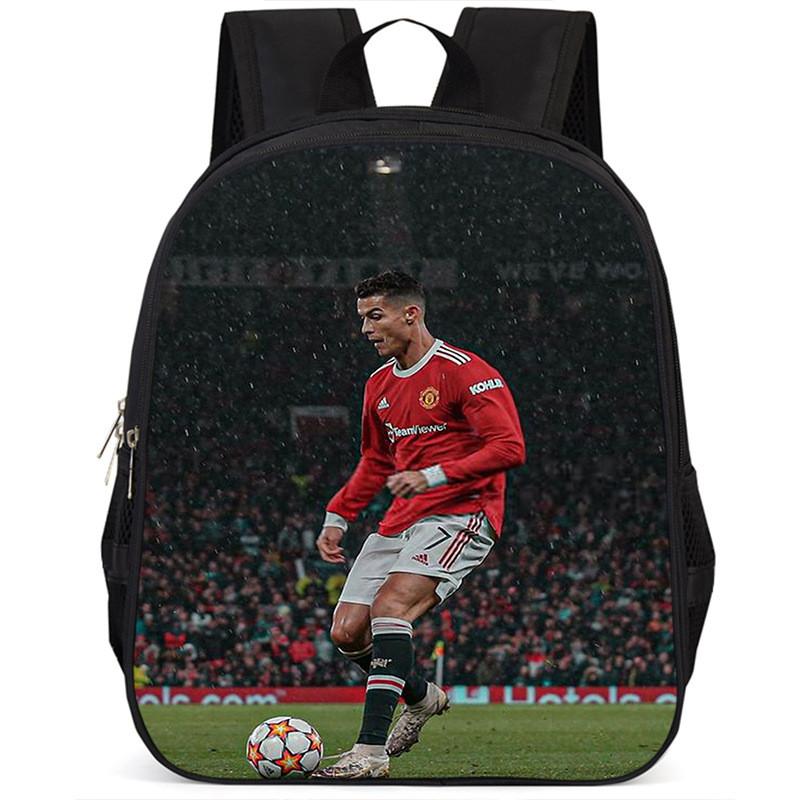 Spacious 15 Inch Cristiano Ronaldo School Backpack For Kids Lightweight Oxford Fabric