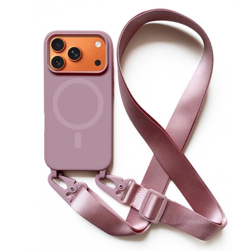 Crossbody Lanyard Case For iphone 17 Air 16 15 14 13 12 Mini 11 Pro Max Plus For Magsafe Silicone Soft Magnetic Back Cover colore verde menta