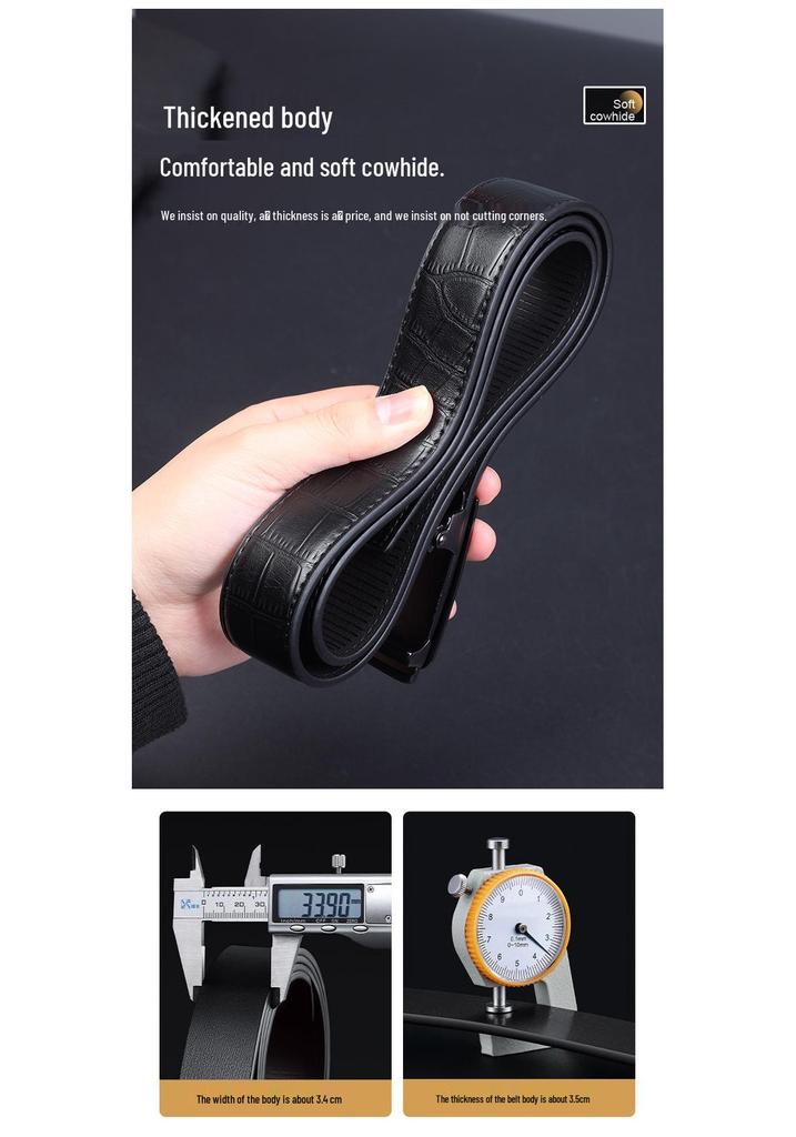 Cintura da uomo in vera pelle con fibbia automatica - Alla moda, Versatile per l'uso in ufficio o casual