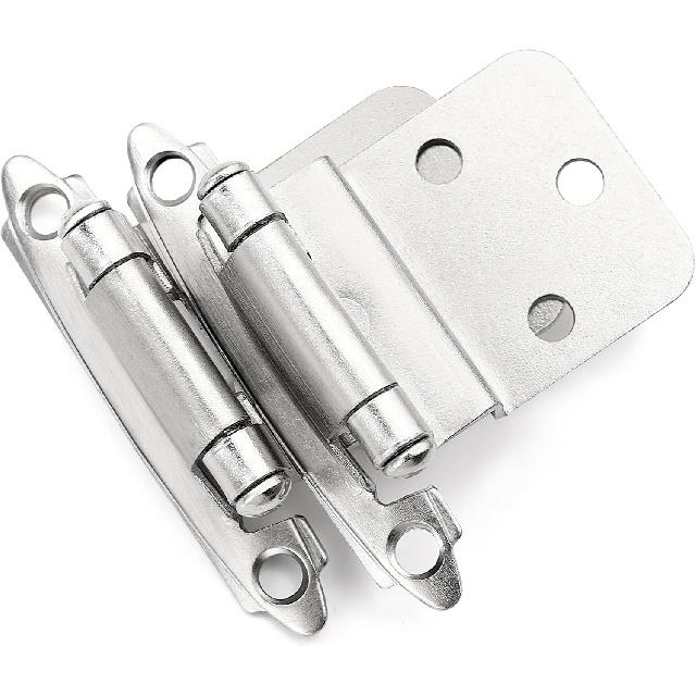 GOBEKOR 50 Pack Self Closing Cabinet Door Hinges 3/8" Inset Kitchen Cabinet Hinges 3/8 Inch Inset Silver Hinges for Kitchen Cabinets
