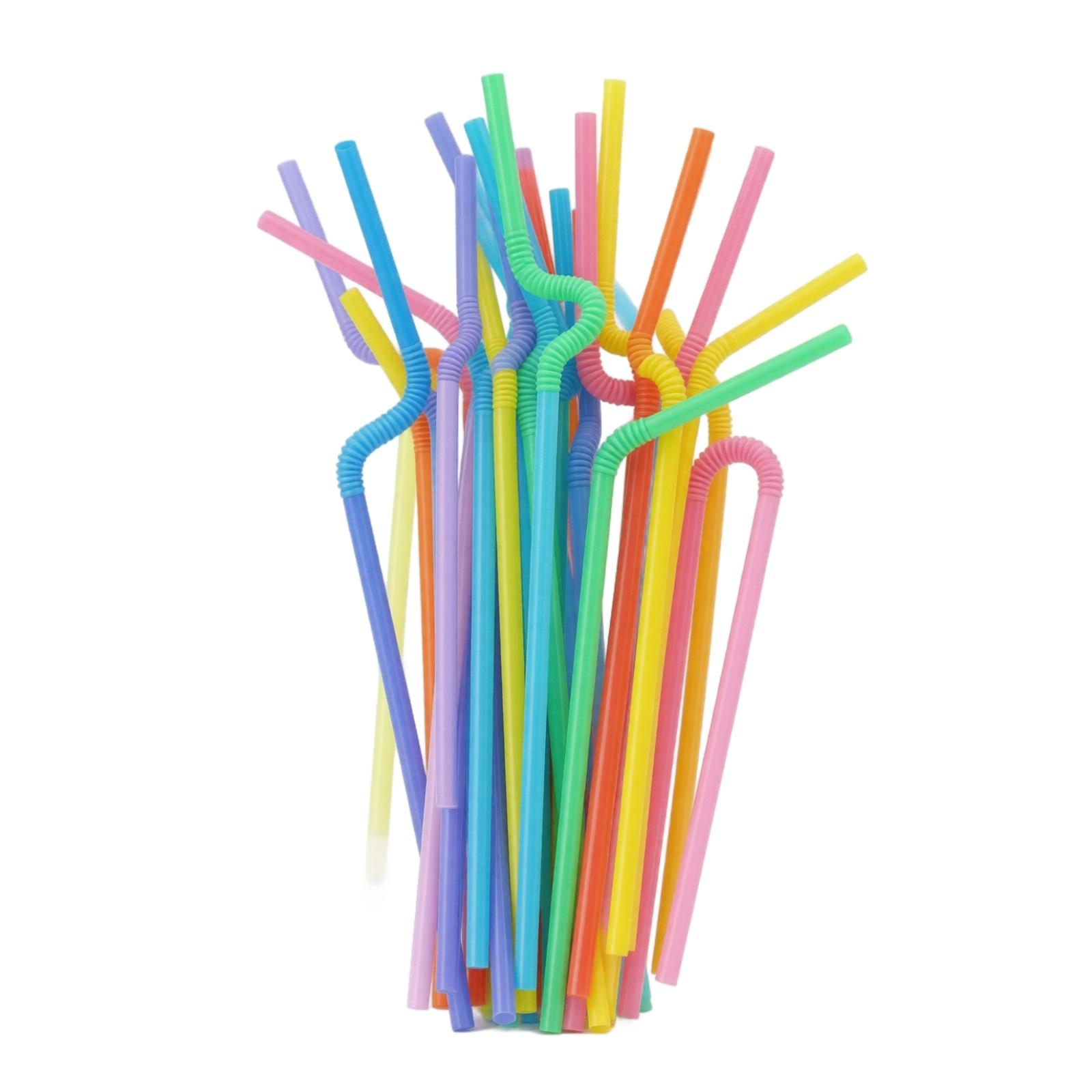 

Disposable Flexible Drinking Straws for Juice Milk Tea 100 Pack Plastic Bendable Straws Suitable for Parties Events and Everyday Use One Size