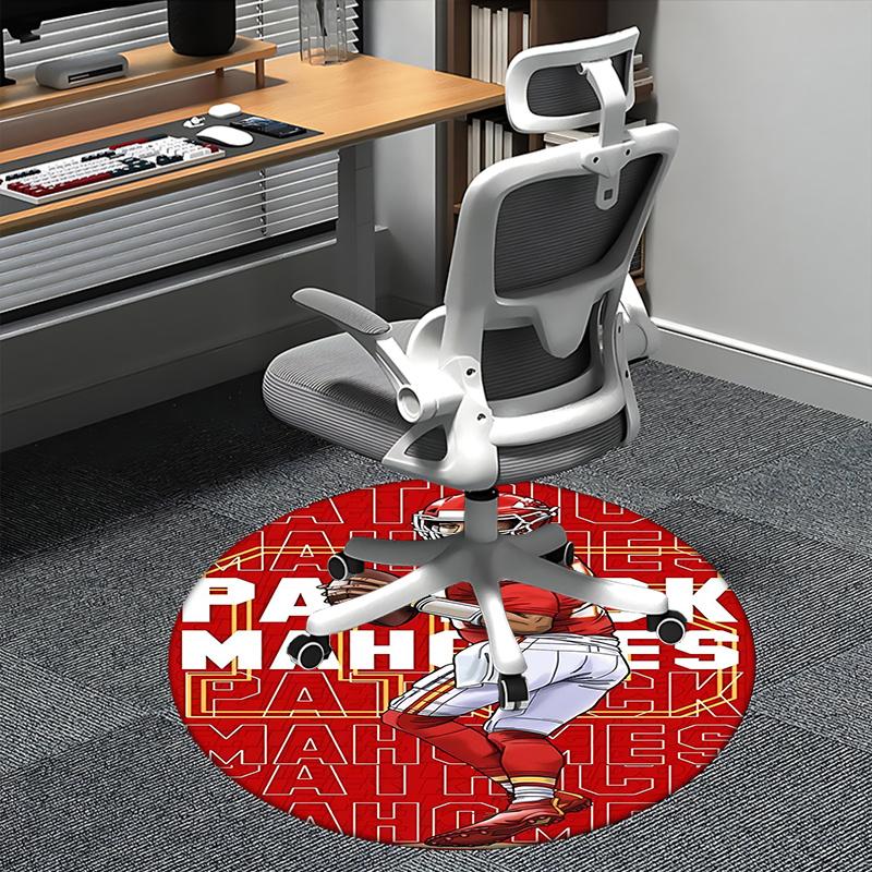 

Patrick Mahomes,Kansas City Chiefs Chair mat Round Rug Office carpet, Machine Washable, Non slip, Suitable for Living Rooms, Bedrooms 80cm