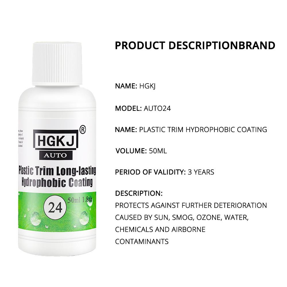 HGKJ-24 50 ml plastbelegg for bildetaljer Langvarig hydrofob plastrestaurering Aldrende plast blir svart og blank