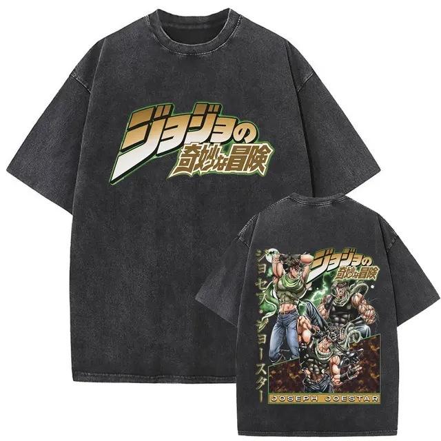 Men'S And Women'S Bizarre Adventure Graphic T-Shirt Cotton Street Wash Clothing Casual Vintage T-Shirt Anime Gu