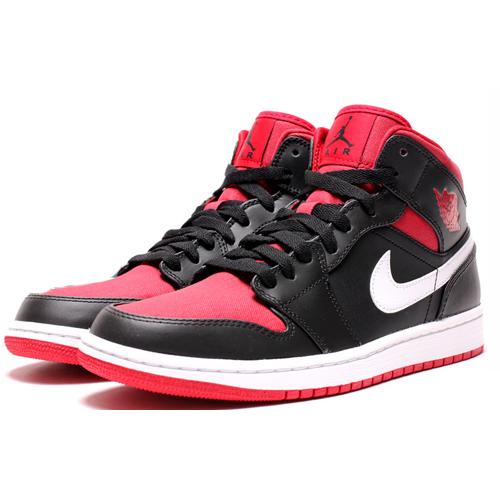Jordan 1 Mid Black Gym Red White 554724-020