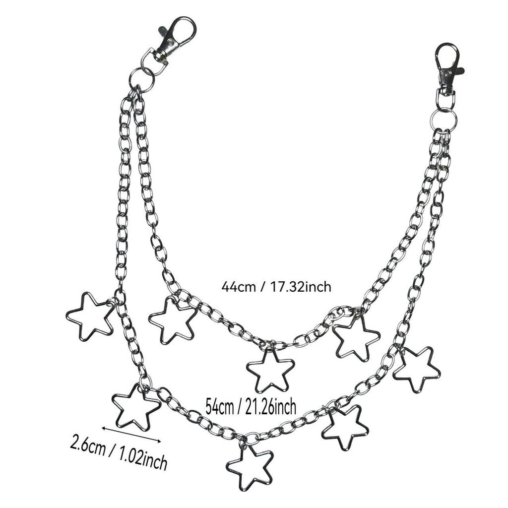 Punk Style Hollow Star Tassel Metal Chain for Jeans