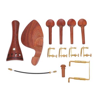 44 Parti in Legno per Violino Cordiera Mentoniera Chiavette Set Piede Metallico Accessori per Violino