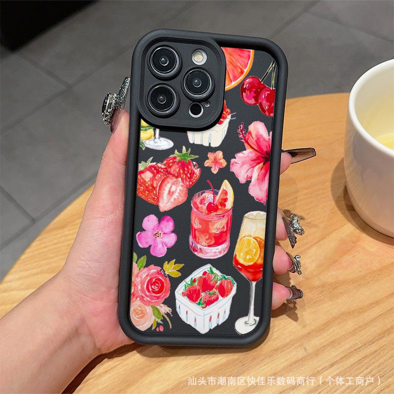 Strawberry Fruit Cocktail Is Suitable for iPhone 16 Cases, iPhone 15 Pro Max Trendy 11/12/13/14 Pro