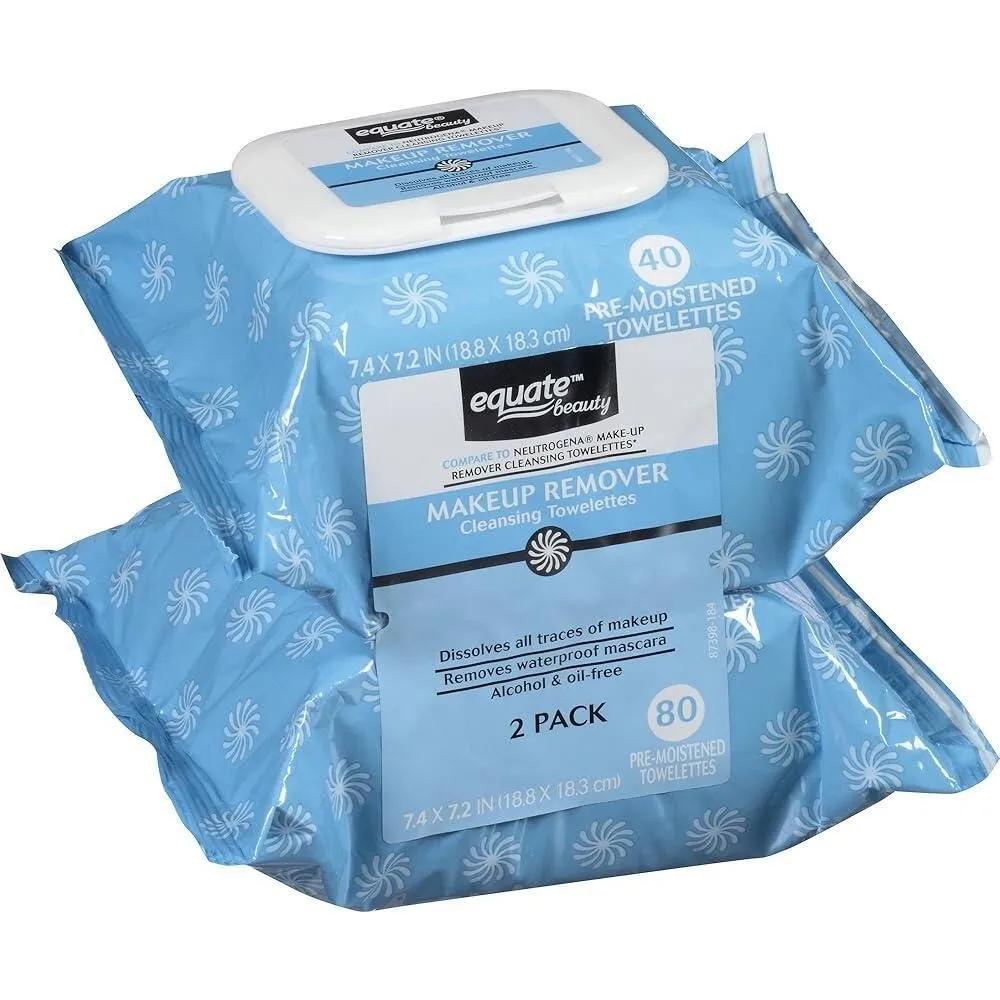 Equate Makeup Remover Cleansing Towels 40 Pieces, 2 Packs