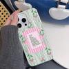 Small Fresh Flower Stripe Lychee Grain Silicone Phone Case For iPhone 17 17Air 16 15 14 13 12 11 Pro Max 16Plus Soft Cover Funda