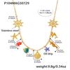 Oumayka Ocean Vacation Style Drip Oil Starfish, Seashell & Seahorse Stainless Steel Necklace