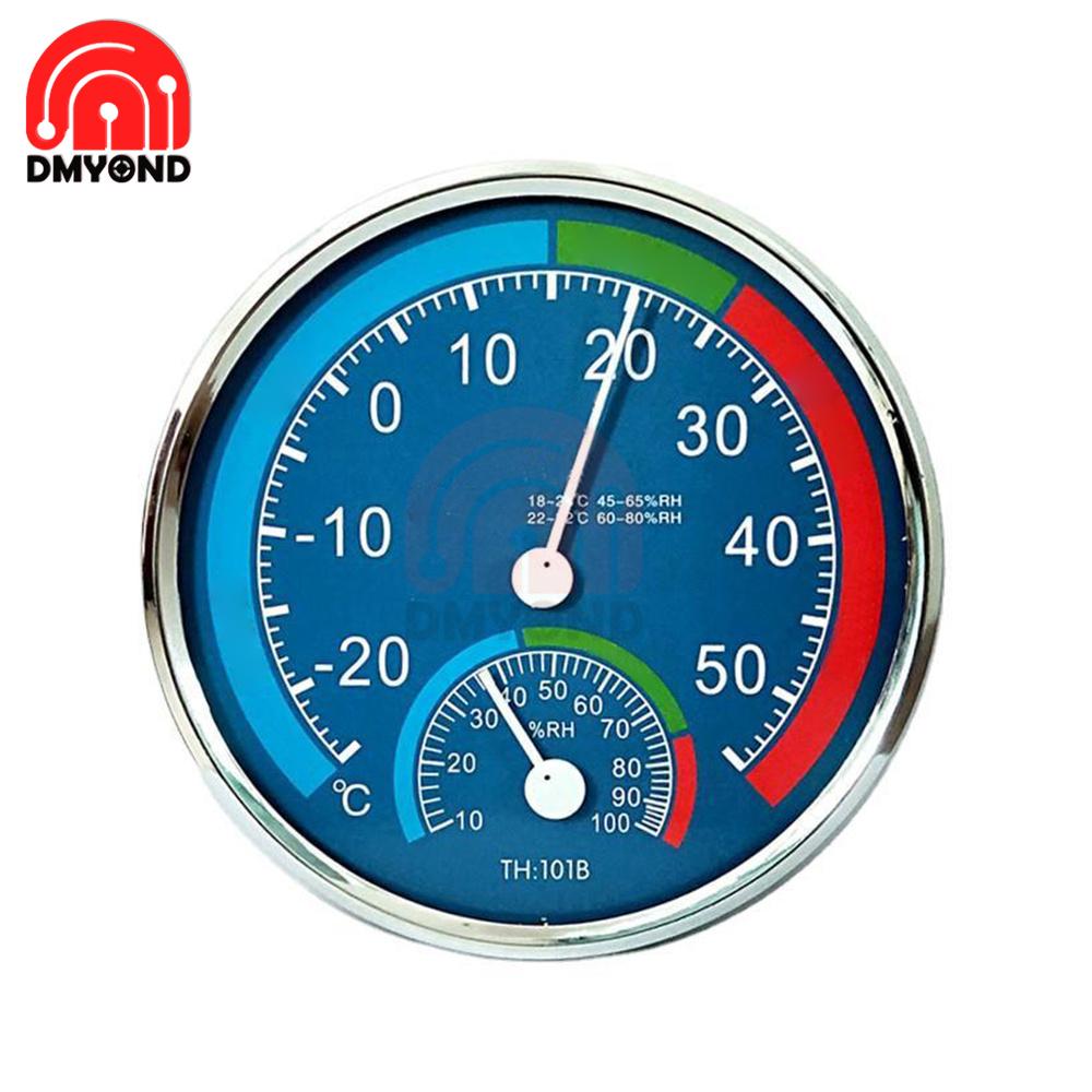 Mini Round Thermometer Mechanical Sensor Indoor Temperature Sensor Indoor Outdoor Pointer Celsius Thermometer Hygrometer
