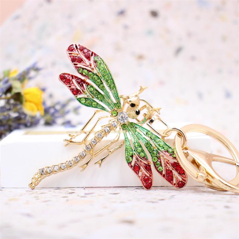 Rhinestone Bee Wing Keychain for Women Men Metal Gold Color Insect Animal Pendant Key Rings Jewelry porte clefs