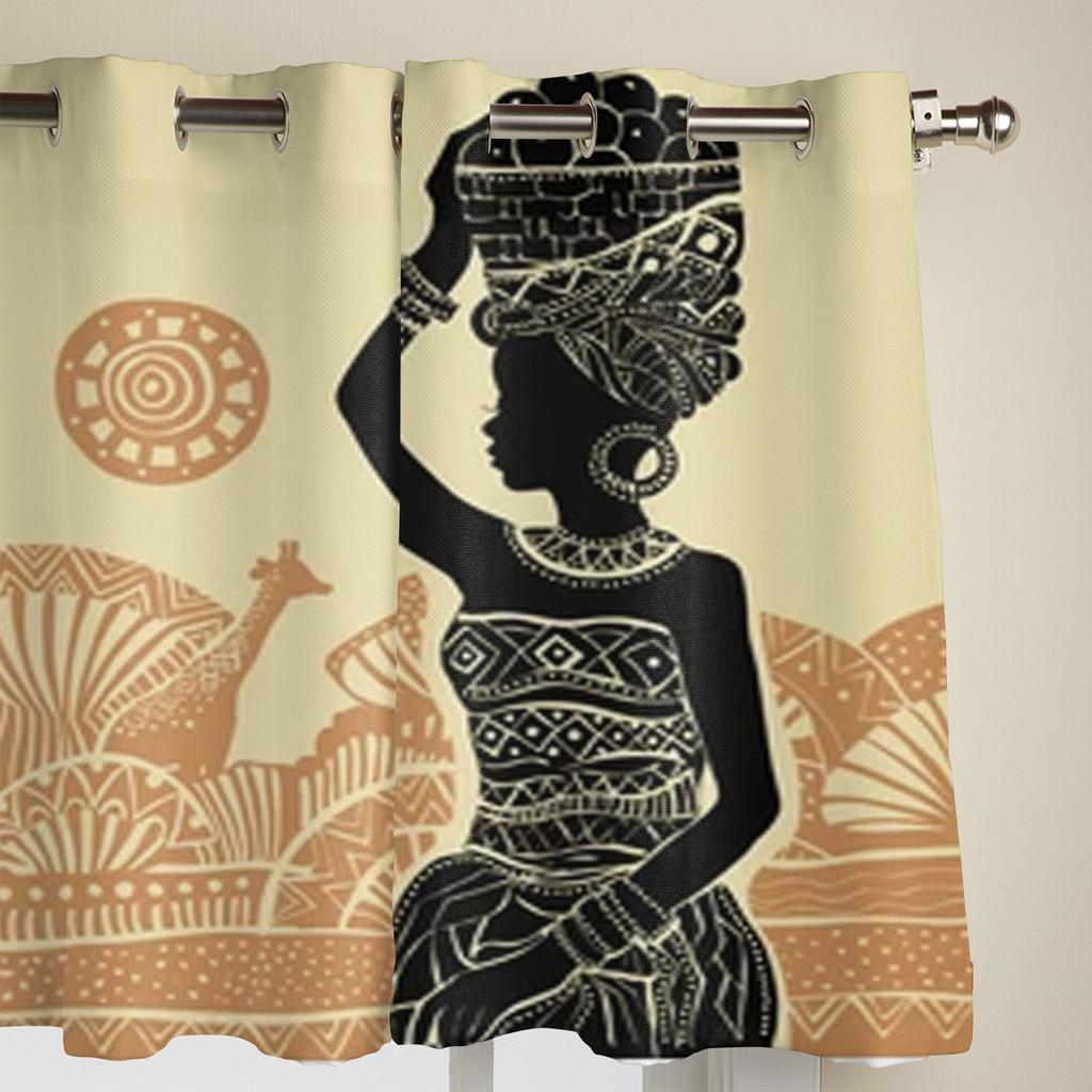 Schöne afrikanische Frau Fenster Vorhänge für Wohnzimmer Schlafzimmer Luxus moderne Küche Vorhänge Stoff Vorhänge