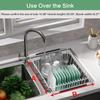 Drainer Expandable 304 Stainless Steel Metal Dish Drying Rack Organizer with Stainless Steel Dish Holder Inside the Sink In-sink Rack. Adjustable.