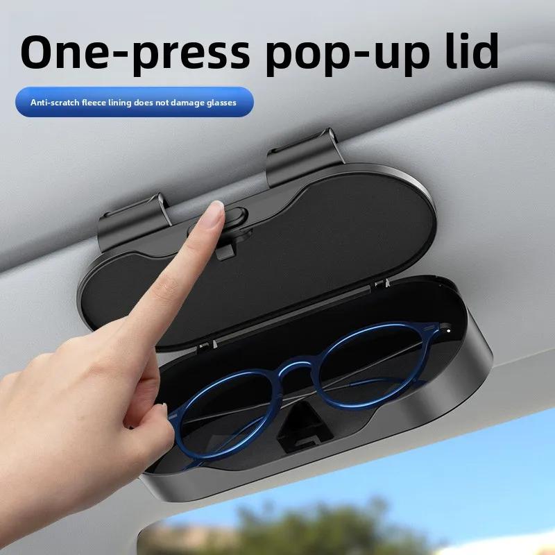 Portable Car Sun Visor Glasses Holder Multifunctional In-Car Sunglasses Storage Box Eyeglass Organizer Case