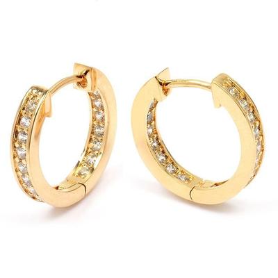 [M8937] - Gold Plated Hoop Earrings 'Cristal Plénitude' White Gold - 20 Mm 3 Mm