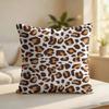 Cream Leopard Pattern Cushion Cover Silky Short Plush Invisible Zipper Dustproof Sofa Pillow Case For Home Decor