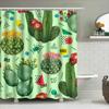 Green Cactus Shower Curtain Floral Print Bathroom Decor Faux Washed Linen Fabric Watercolor Design 72 X 84 Inches For Home Decor