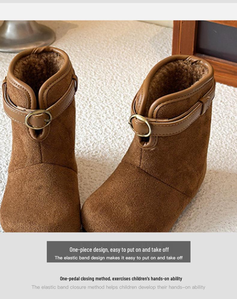 Children's Suede Snow Boots: Plush, Warm Winter Shoes for Boys and Girls
