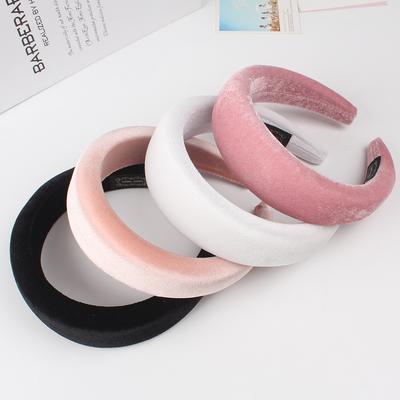 Hustá sametová čelenka Gumičky do vlasů pro ženy Vlasové doplňky Plastové polstrované čelenky Retro pokrývka hlavy Pohodlná obruč do vlasů 4CM