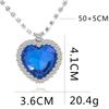 Fashion Heart Pendant Necklace for Women Elegant Blue Red Crystal Heart Charm Necklace Sweater Chain Movie Accessories Jewelry