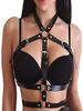 Fashion Women Body Harness Sexy Leather Lingerie with Chain Bra Bondage Suspender Harness Fetish Goth Exotic Clothing Accessorie
