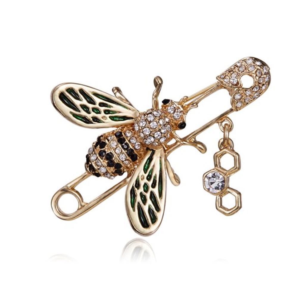 Exquisite Women Men Little Bee Fashion Crystal Brooch Decoration Rhinestone Insect Series Enamel Brooches Pins Accessories