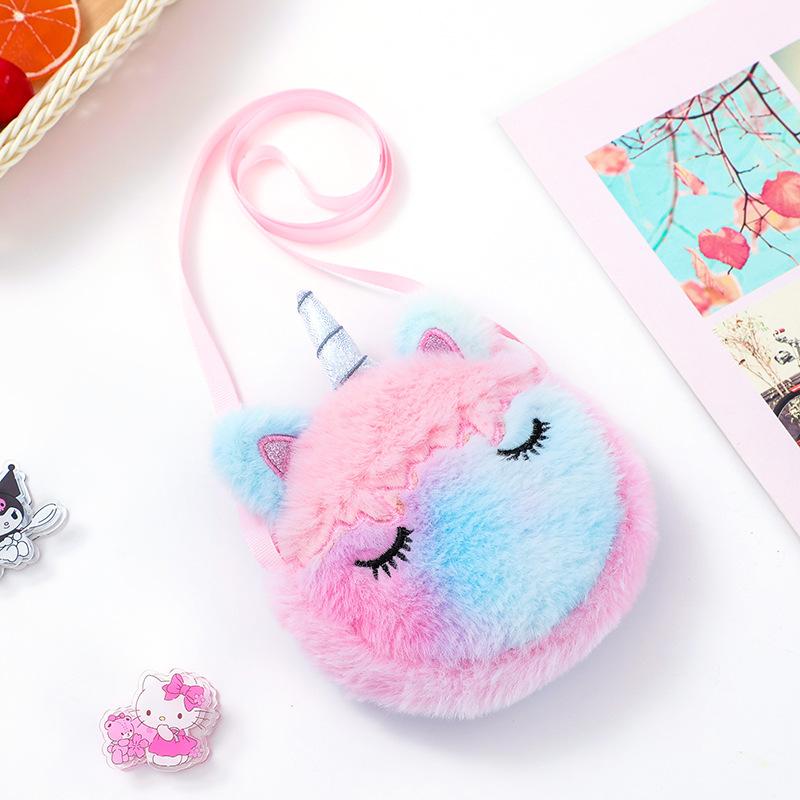 Kawaii Plüsch Einhorn Baby Umhängetaschen Mini Rucksack Spielzeug Kinder Party Geschenk Niedrige Runde Geldbörse Mädchen Schling Schultertasche