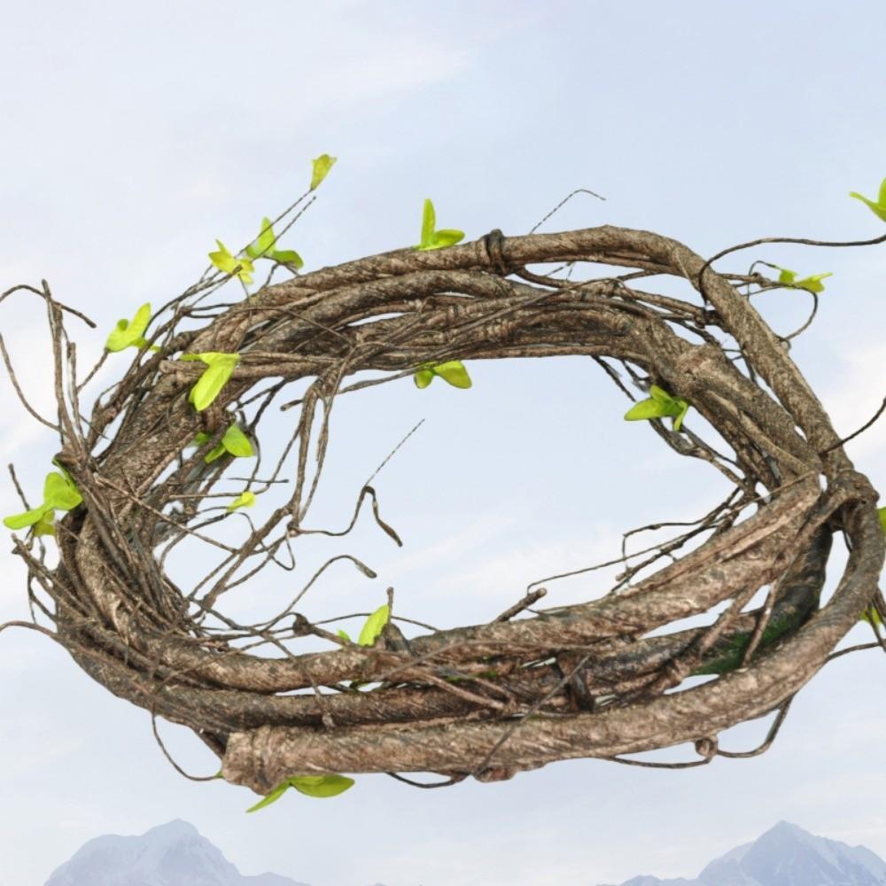 Wall Hanging Artificial Rattan Vine Wreath Shape Grape Leaves Artificial Faux Plants Tree DIY Decorative Fake Branch Home Decor