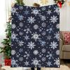Christmas Snowflake Fleece Blanket Blue and White Pattern Holiday Design Soft Cozy Throw Home Decor for Living Room or Bedroom
