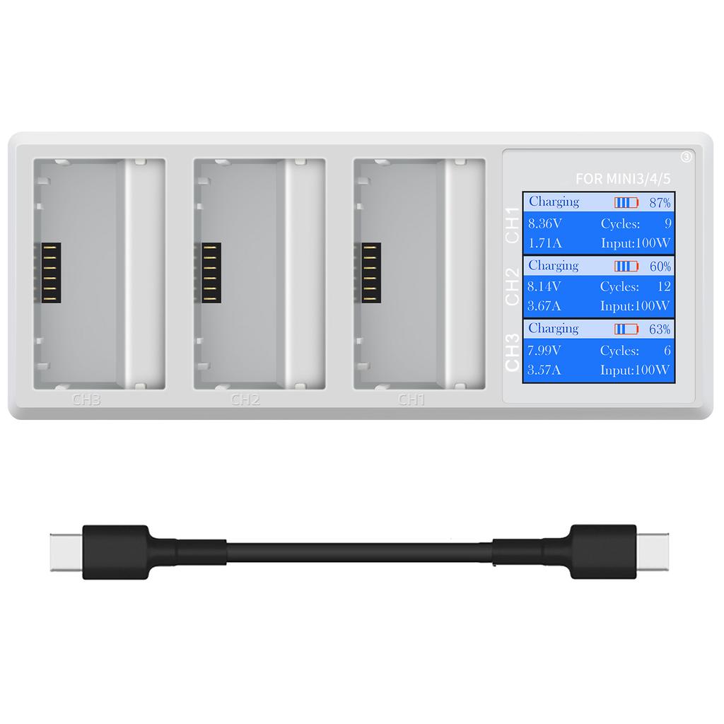 Professional 100W MultiPort Charging Station For Mini5/4/3Pro Drones Battery Features Real Time Power Monitoring Screen Display