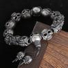 Cooles handgefertigtes Totenkopf-Perlen-Kettenarmband für Männer aus massivem Edelstahl, Herrenarmbänder, Punkrock-Schmuckzubehör