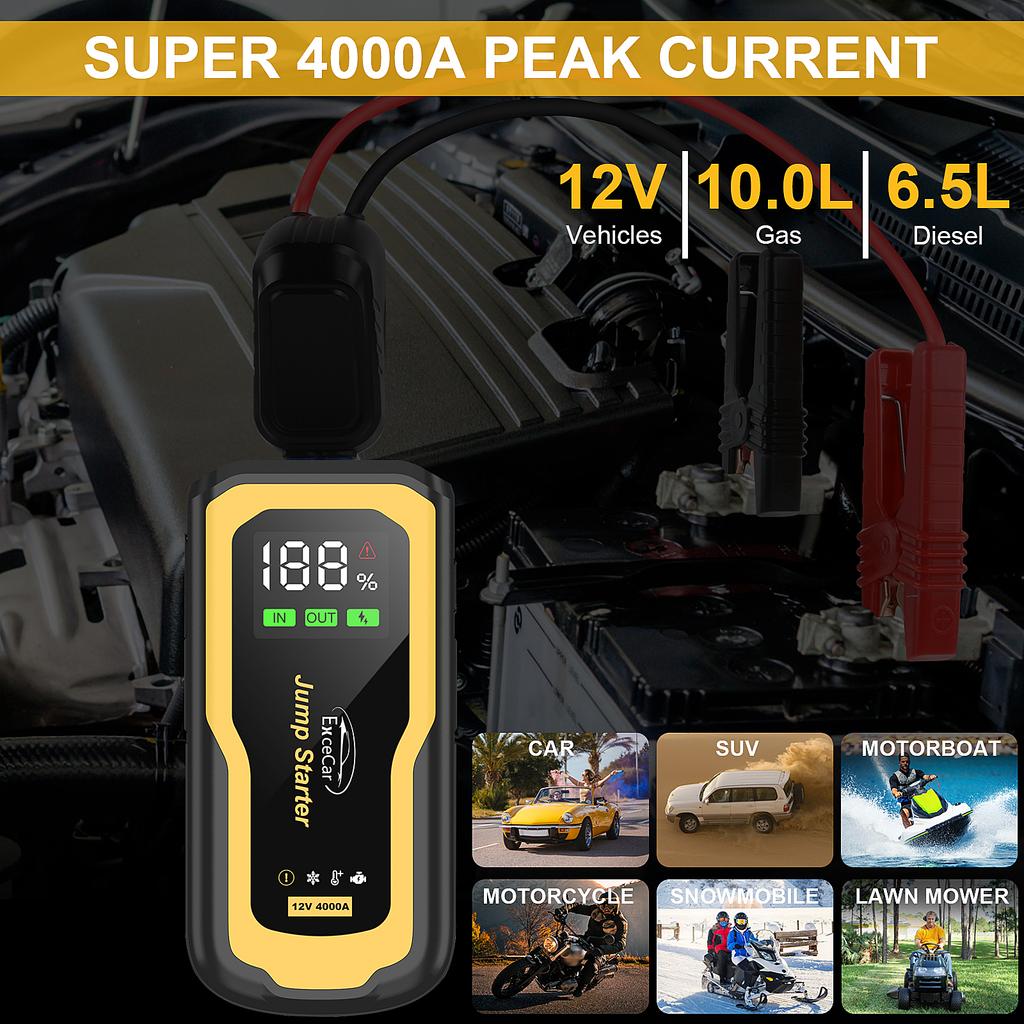 G71A Jump Starter 4000A Car Battery Booster Charger Starter Auto Starting Device Emergency Start Portable Power Bank