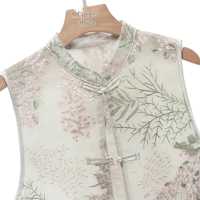 Sybelle New Chinese Style Embroidered Stand Collar Vest