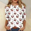 Women's Tops Three-quarter Sleeve Shirt V-neck Loose Casual Shirt Print T-shirt