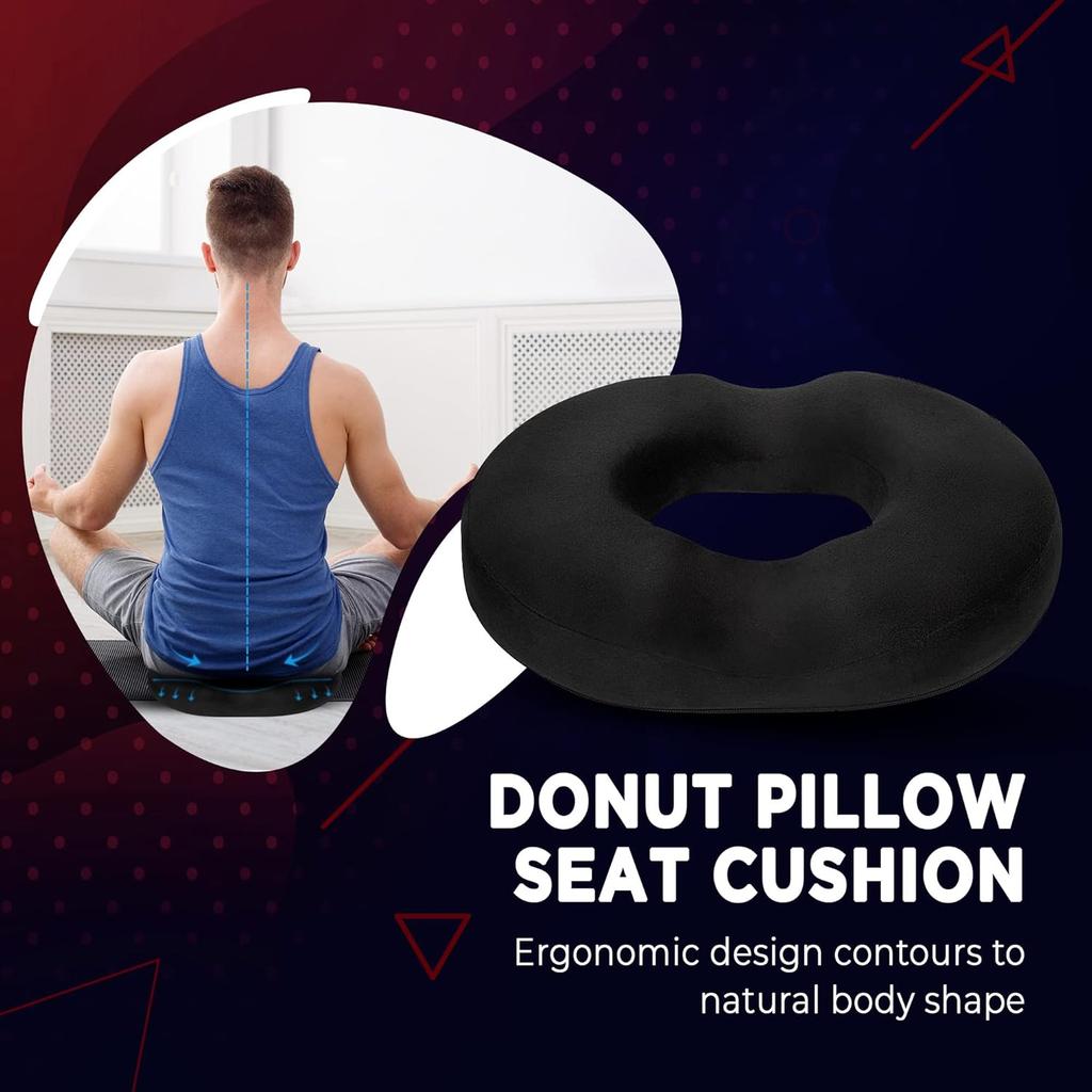 Donut Pillow Seat Cushion Orthopedic Design| Tailbone & Coccyx Memory Foam Pillow | Relieve Pain and Pressure for Hemorrhoid, Pregnancy Post Natal,