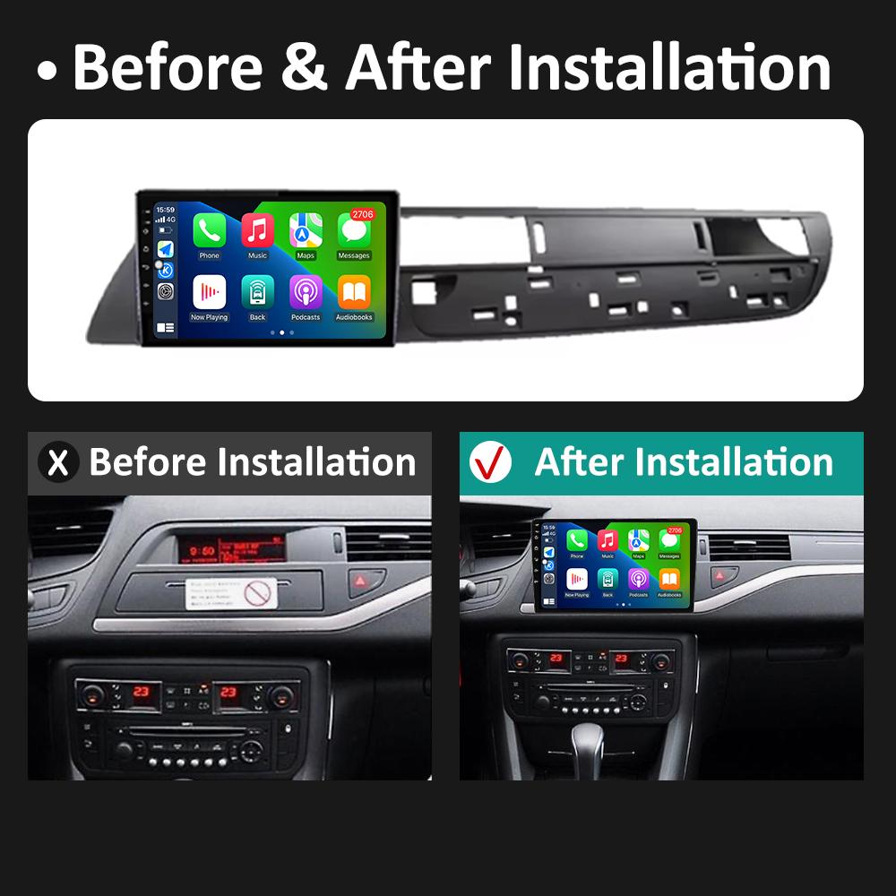 GPS Navigation Android 14 For Citroen C5 2008 2009 2010 2011 2012 2013 - 2017 Car Multimedia Radio Video Player QLED IPS Screen