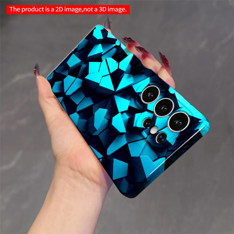 2DFlat Samsung phone case Blue Geometric Tile Pattern Phone Case Applicable to Galaxy S22 S23 S24 S25ULTRA S26 A12 A13 A14 A15 A16