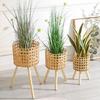 Rattans Handwoven Plant Stand with Legs Floor Planter Basket Rack Garden Plant Shelf