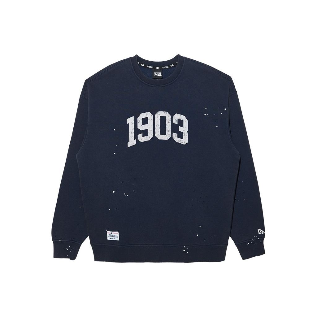 New Era MLB New York Yankees Letter Washed Distressed Series Fleece Crewneck Sweatshirt Unisex sweatshirt Navy-Blue 13338666