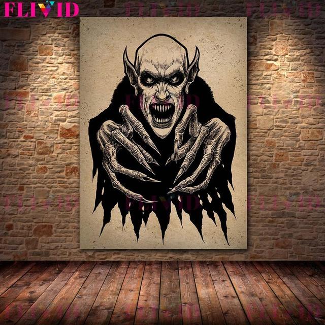 Untote Hexe, Vampir, alte Hexe Vintage Wandkunst Ölgemälde Gothic Horror Ghost Art Poster