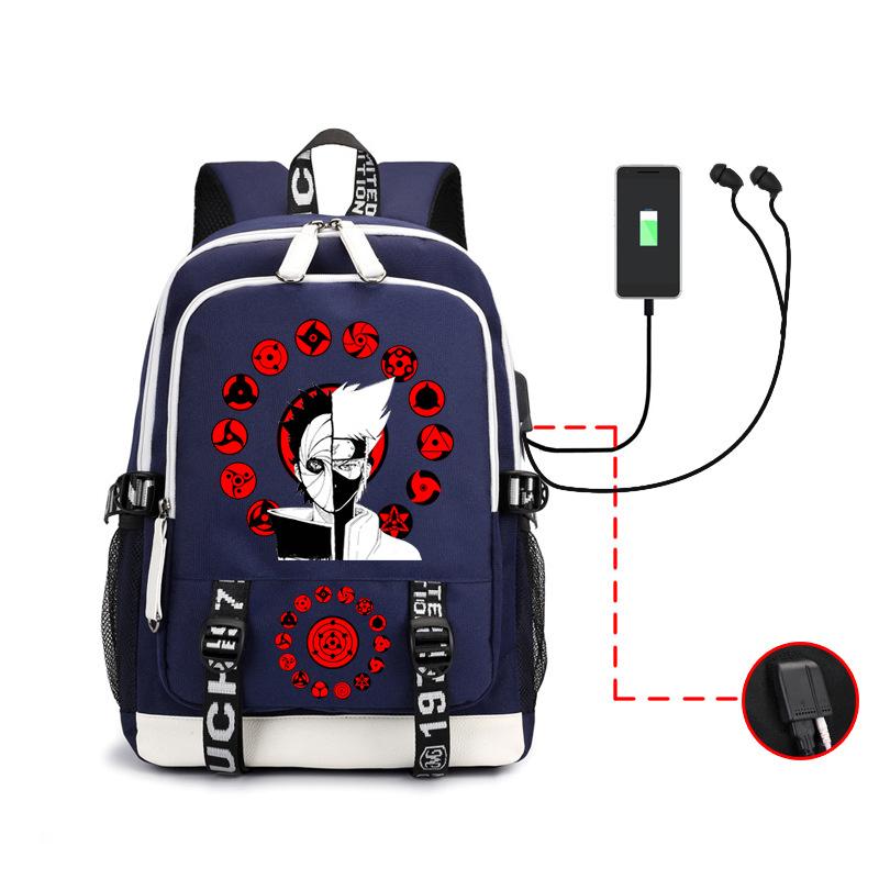 Anime Rucksack Mode Street Trend Herren Große Kapazität USB Kopfhörer Computertasche