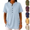 Women's Loose Casual V-Neck Button-Up Short-Sleeve T-Shirt