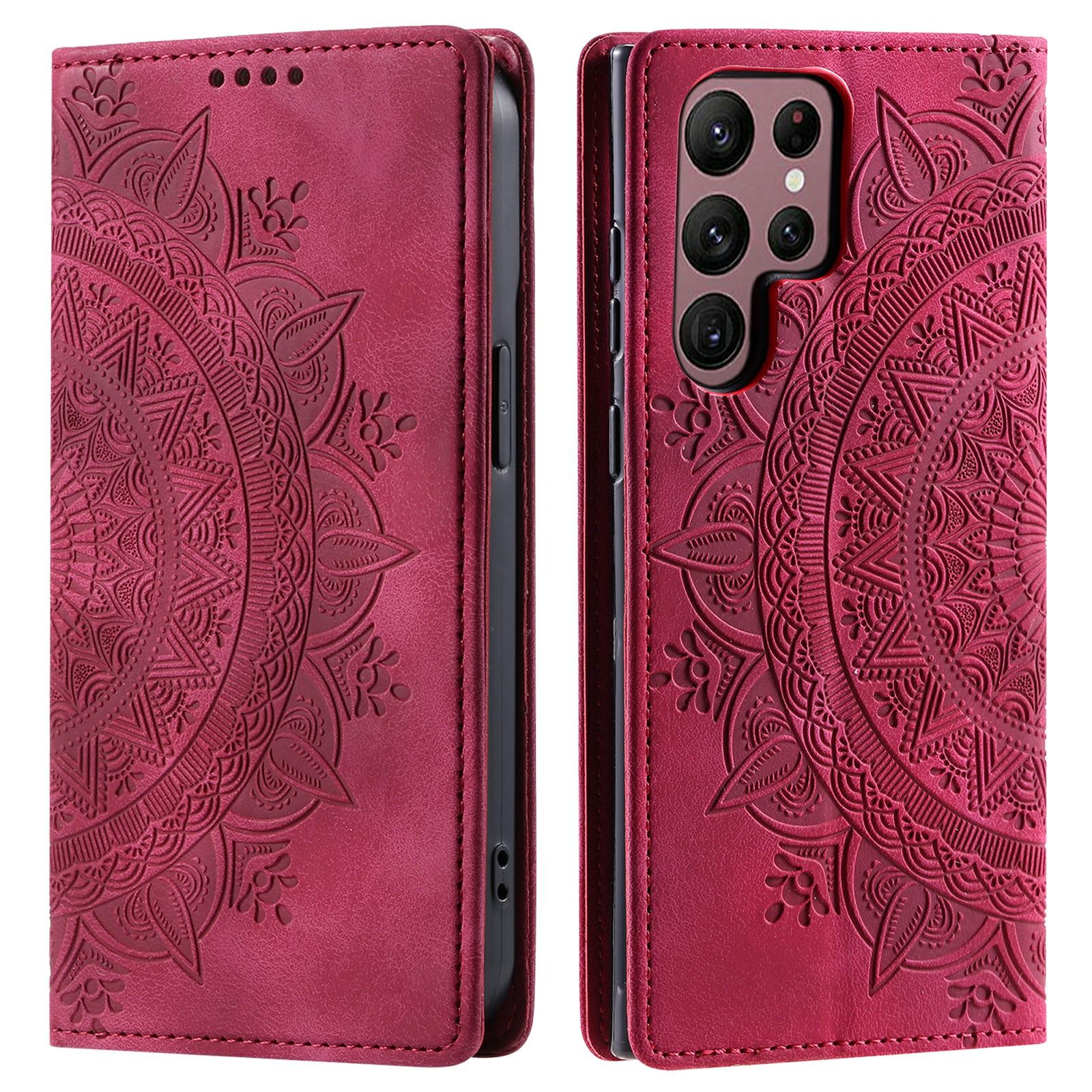 

For Samsung Galaxy S26 Ultra Case Magnetic Closing Leather Phone Cover Pattern Imprinted
