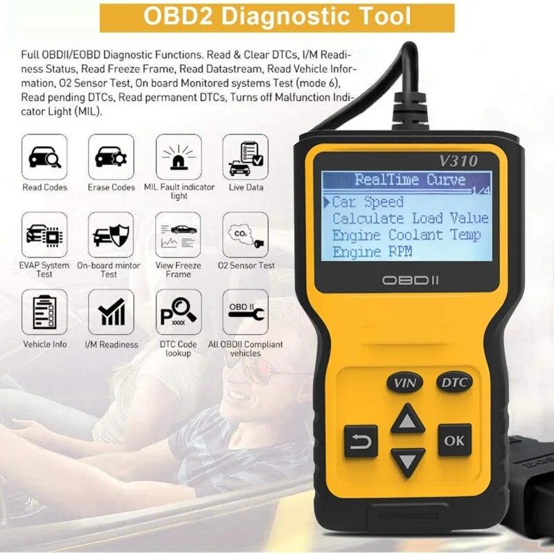 Cititor de coduri OBD V310 Scanner OBD2 Instrument de diagnosticare a defecțiunilor motorului pentru mașină Scanner auto în mai multe limbi Citire date live VIN