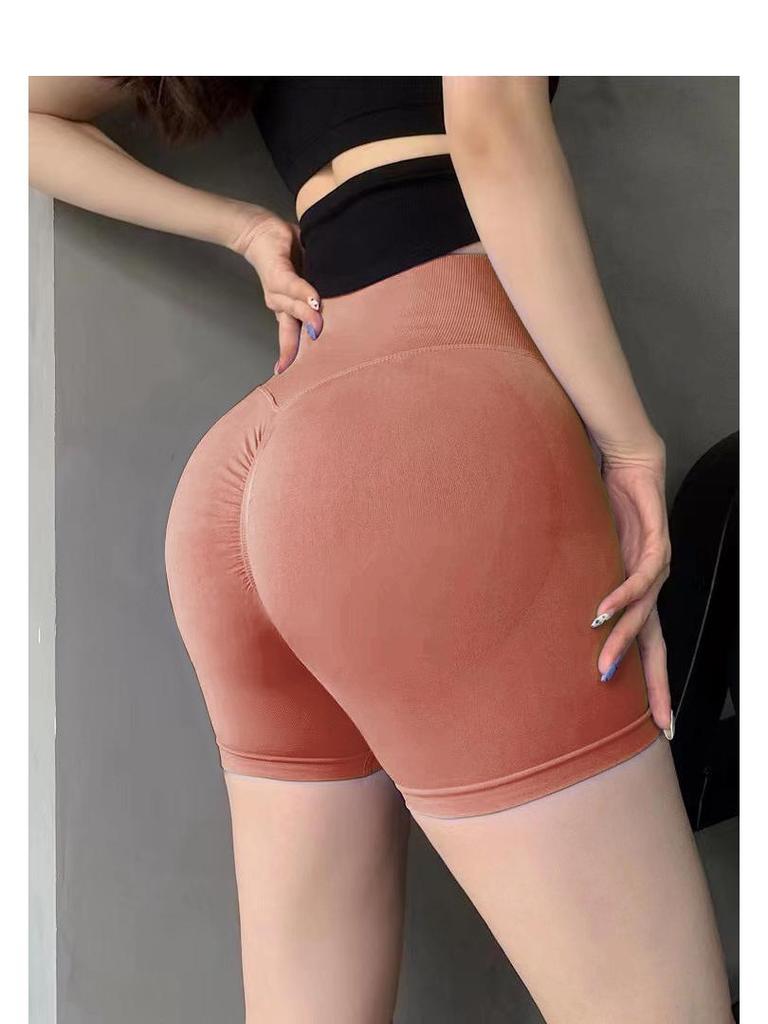 Pantaloncini da Yoga Senza Cuciture Vita Alta Europei e Americani - Pesca Sollevamento Estate Fitness Corsa