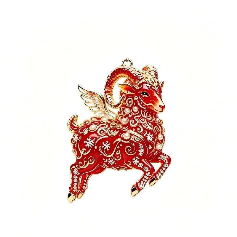 2D Flat Goat Hanging Ornament Acrylic Shining Goat Pendant Simulation Artificial Rhinestone Christmas Tree Ornament Bag Charms